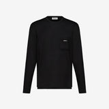 Black Long-Sleeve Cotton T-Shirt with Pocket