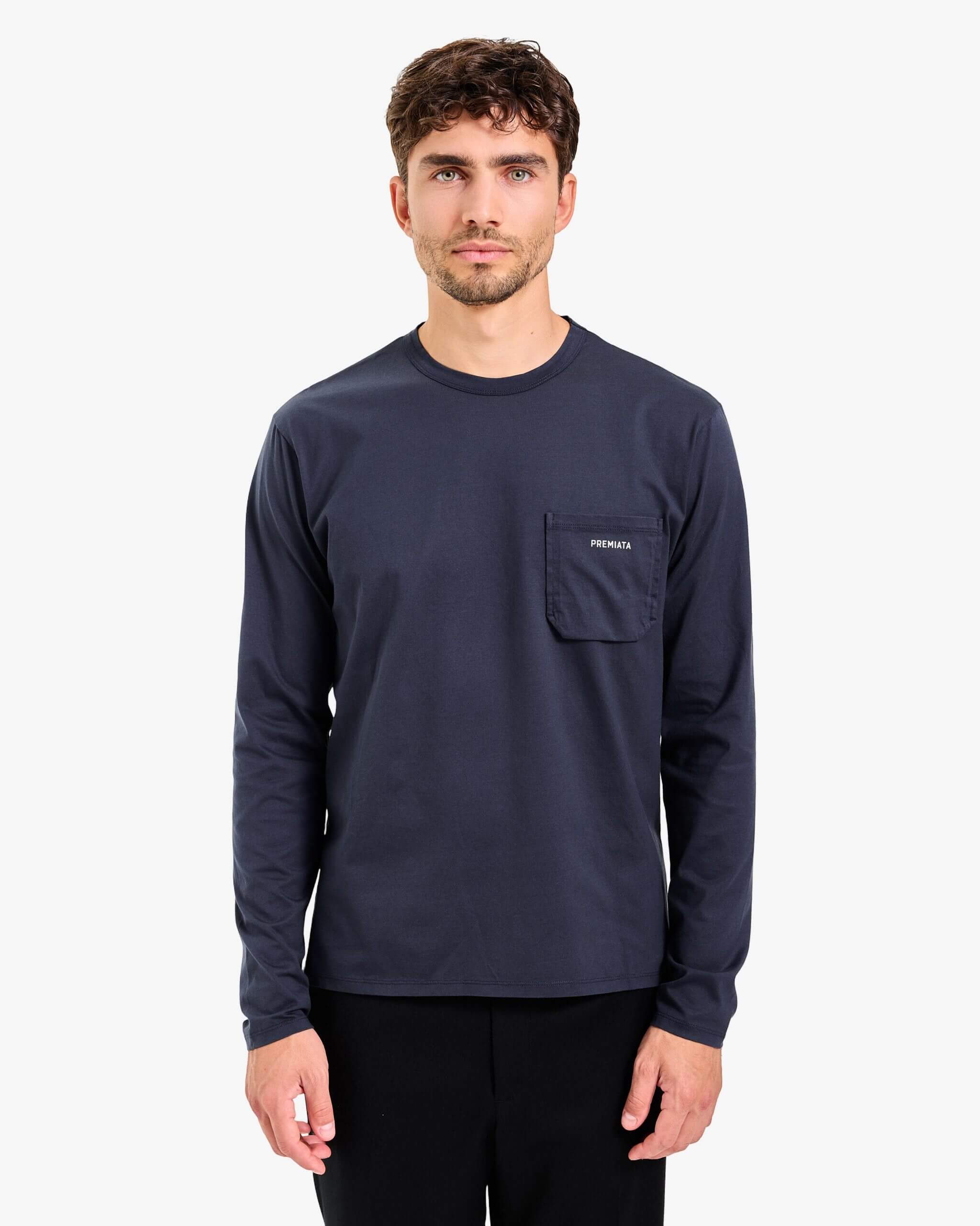 Pocket Long-Sleeve T-Shirt Blue - Premiata