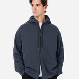 Blue Cotton Zip-Up Hoodie