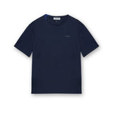 Blue cotton t-shirt with nylon detail
