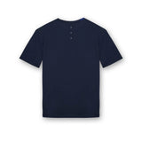 Blue cotton t-shirt with nylon detail