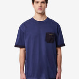 Cotton T-Shirt with Patch Pocket Dark Blue