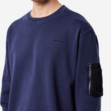 Cotton Sweatshirt with Nylon Detailing Blue