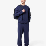 Cotton Sweatshirt with Nylon Detailing Blue