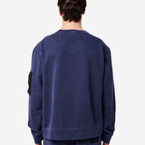 Cotton Sweatshirt with Nylon Detailing Blue