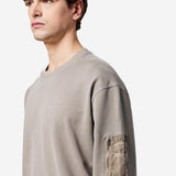 Cotton Sweatshirt with Nylon Detailing Grey