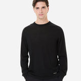Wool and silk crew neck sweater Black