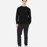 Wool and silk crew neck sweater Black
