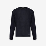Blue wool and silk crew neck sweater