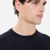 Blue wool and silk crew neck sweater