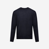 Blue wool and silk crew neck sweater