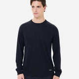 Blue wool and silk crew neck sweater