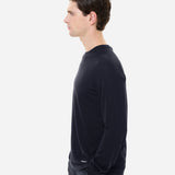 Blue wool and silk crew neck sweater