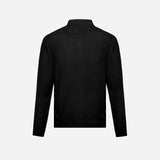 Wool and silk long sleeve polo shirt black