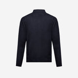 Wool and silk long sleeve polo shirt blue