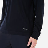Wool and silk long sleeve polo shirt blue