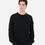 Black Cotton Crewneck Sweater
