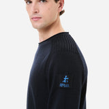 Navy Cotton Crewneck Sweater