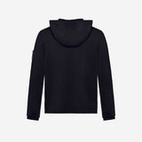 Blue wool sweater with hood