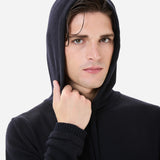 Blue wool sweater with hood