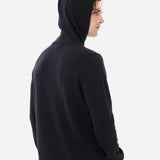 Blue wool sweater with hood