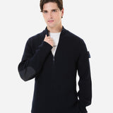 Wool cardigan with zipper blue