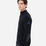 Wool cardigan with zipper blue