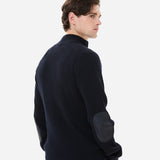 Wool cardigan with zipper blue