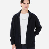 Wool and Teflon Jacket with Zip Blue