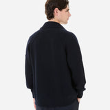 Wool and Teflon Jacket with Zip Blue