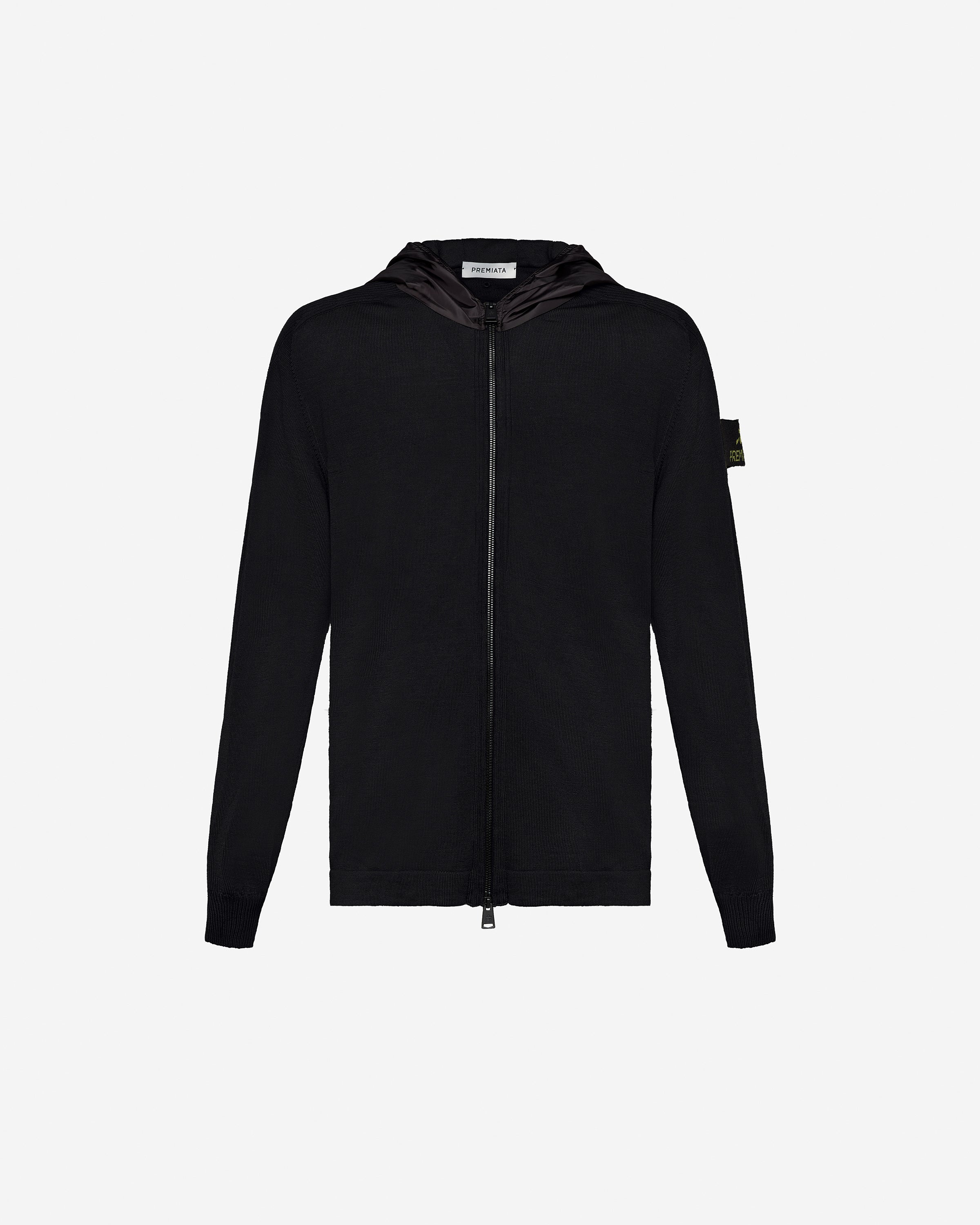 Hooded Zip Knit Cardigan Black - Premiata