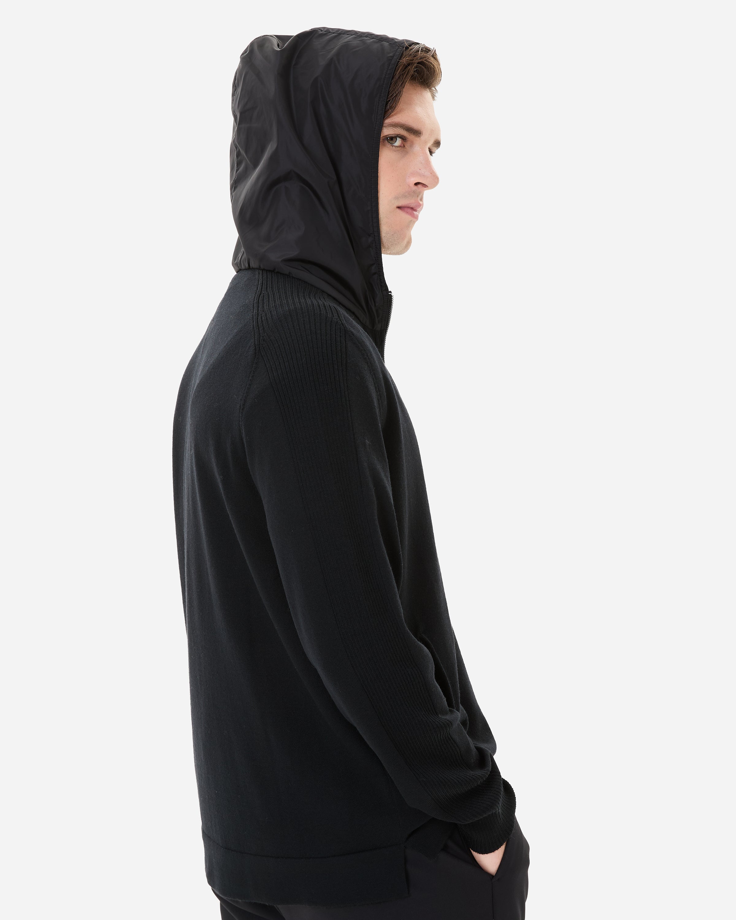 Hooded Zip Knit Cardigan Black - Premiata