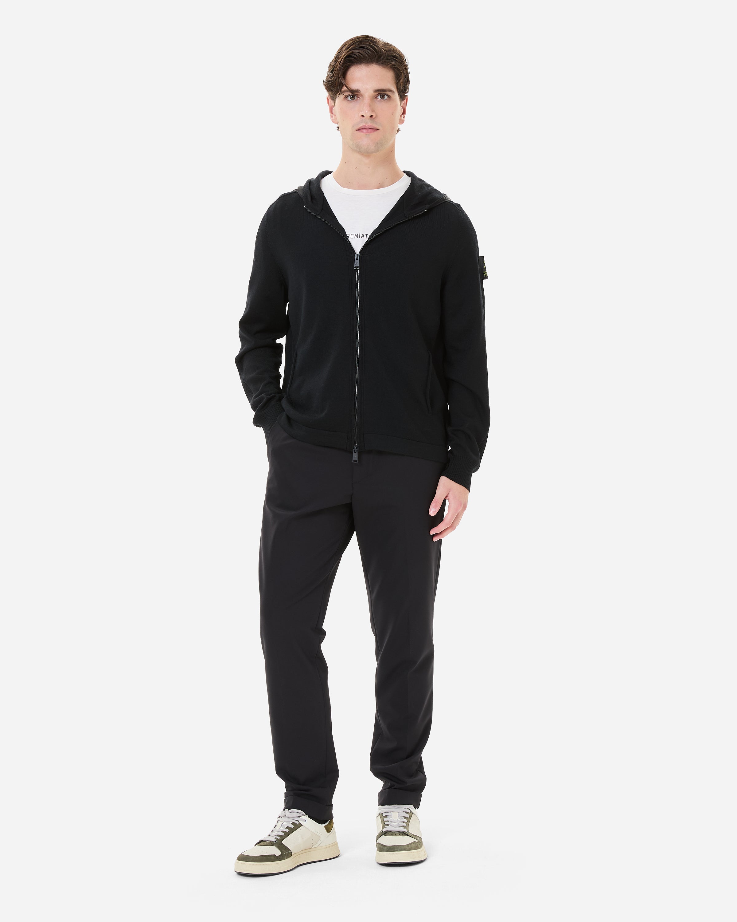 Hooded Zip Knit Cardigan Black - Premiata