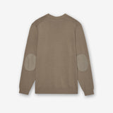 Crew Neck Cotton Sweater with Nylon Details Sand