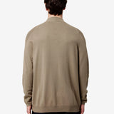 Zip-Up Cotton Cardigan with Nylon Details