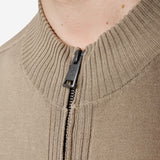 Zip-Up Cotton Cardigan with Nylon Details