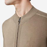Zip-Up Cotton Cardigan with Nylon Details