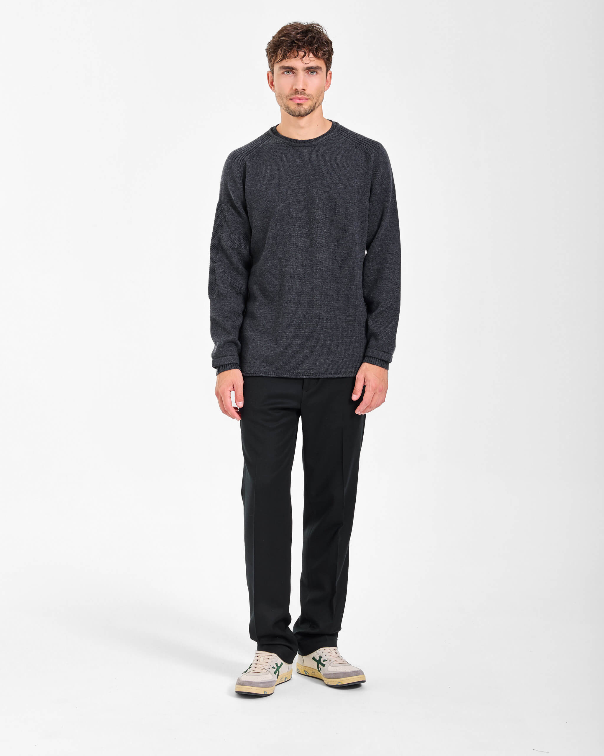 Knit Crew-Neck Sweater Anthracite - Premiata