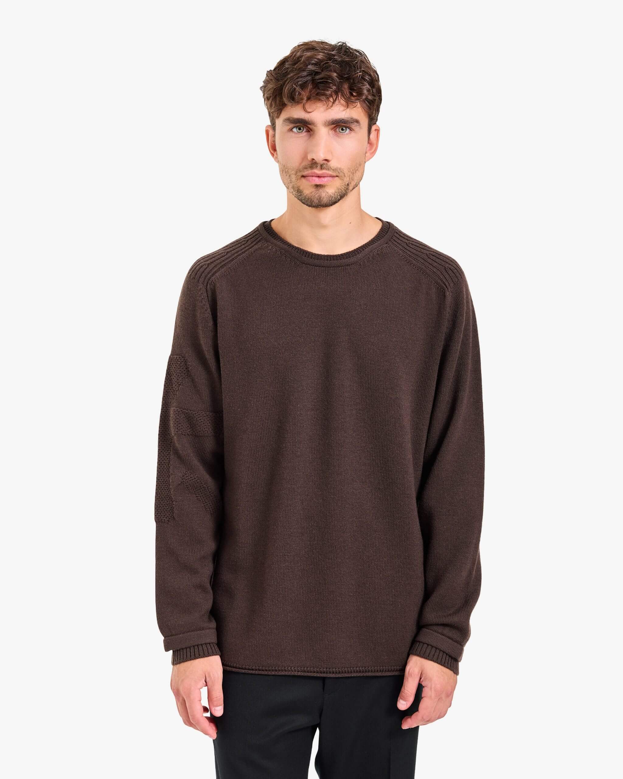 Knit Crew-Neck Sweater Brown - Premiata