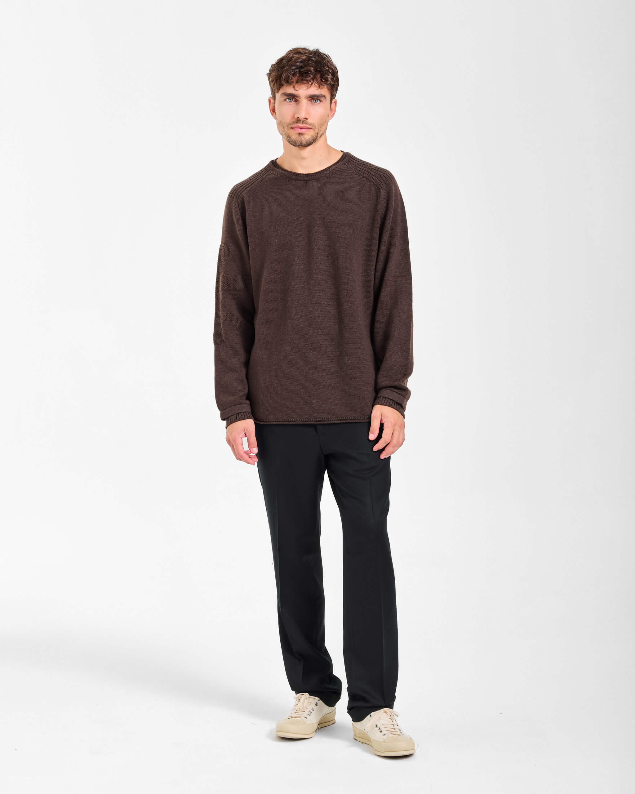 Knit Crew-Neck Sweater Brown - Premiata