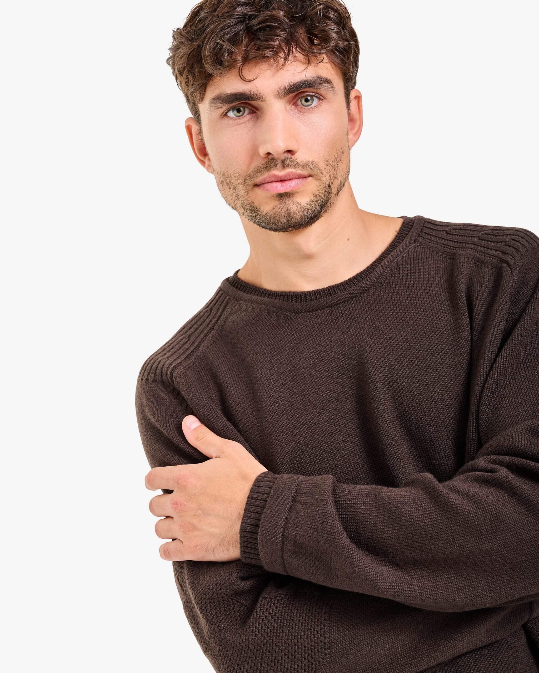 Knit Crew-Neck Sweater Brown - Premiata