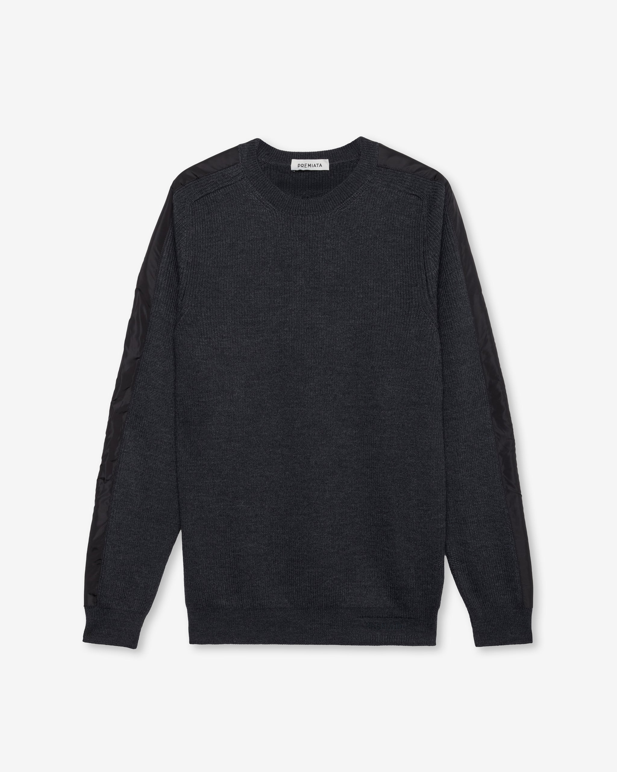Wool Sweater with Nylon Inserts Anthracite