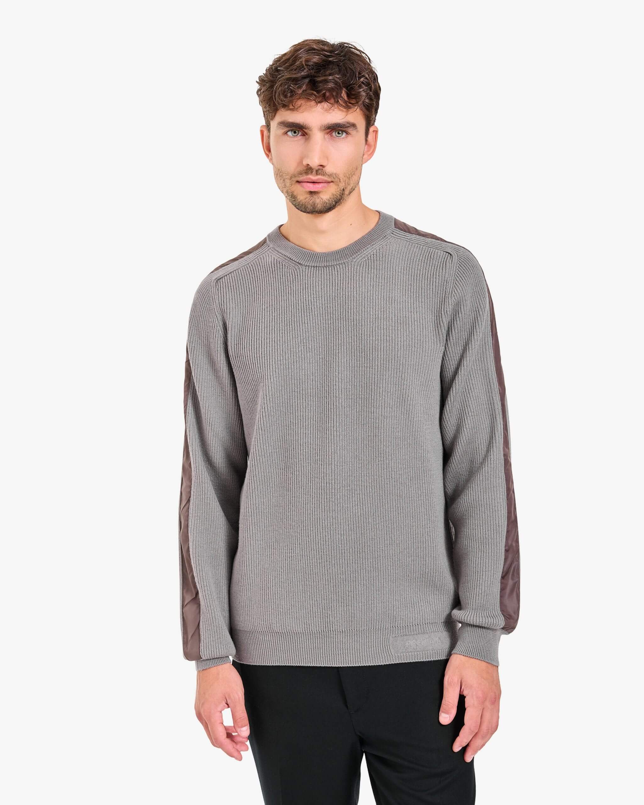 Wool Sweater with Nylon Inserts Taupe - Premiata