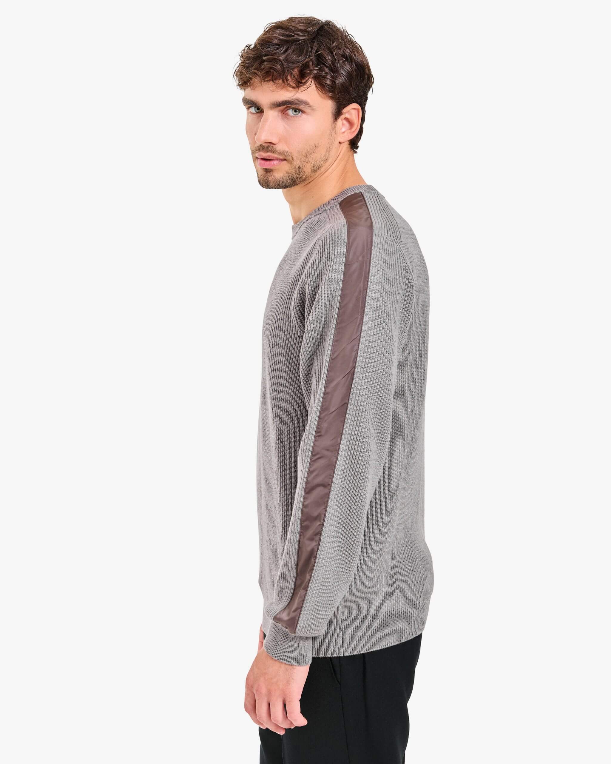 Wool Sweater with Nylon Inserts Taupe - Premiata