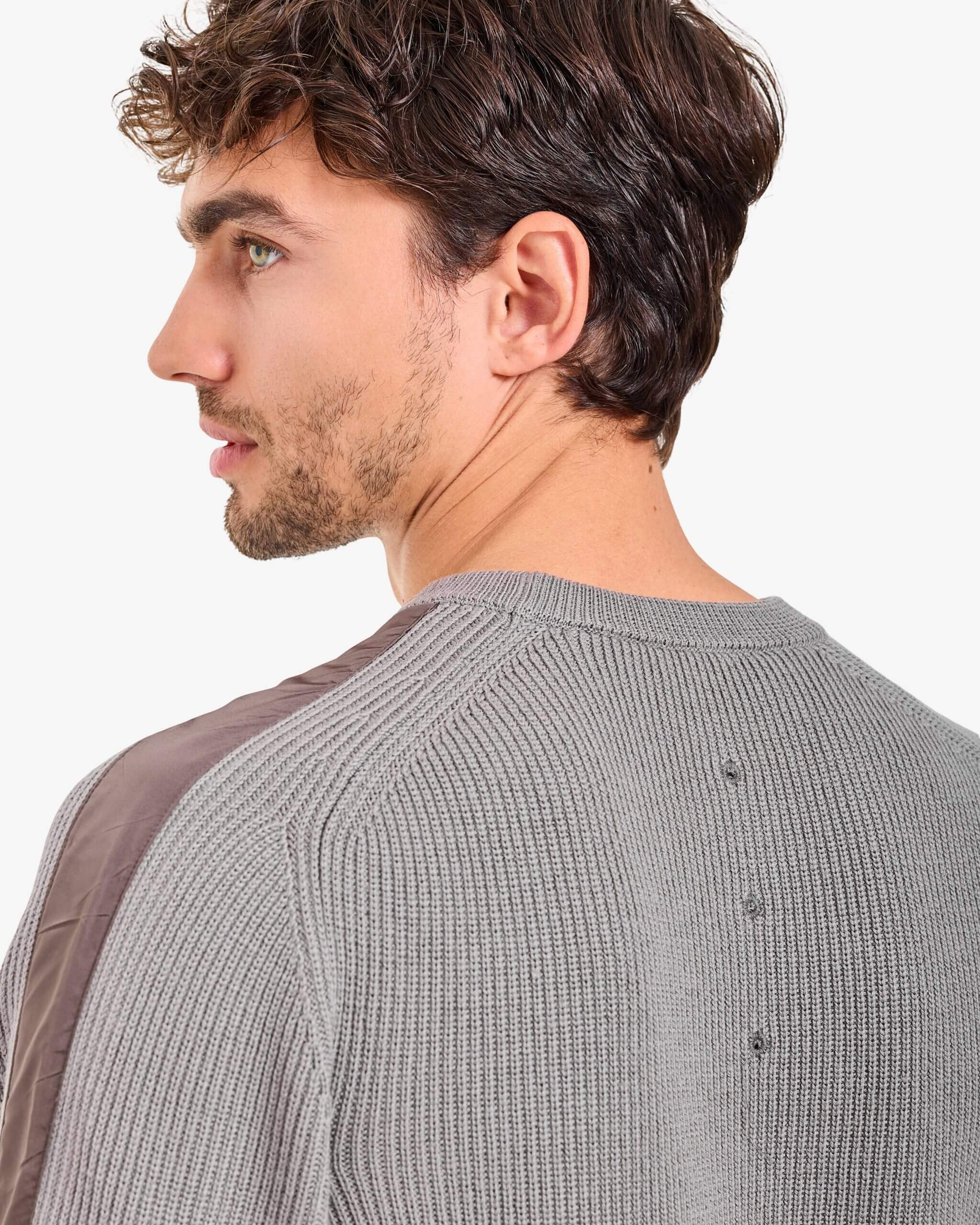 Wool Sweater with Nylon Inserts Taupe - Premiata