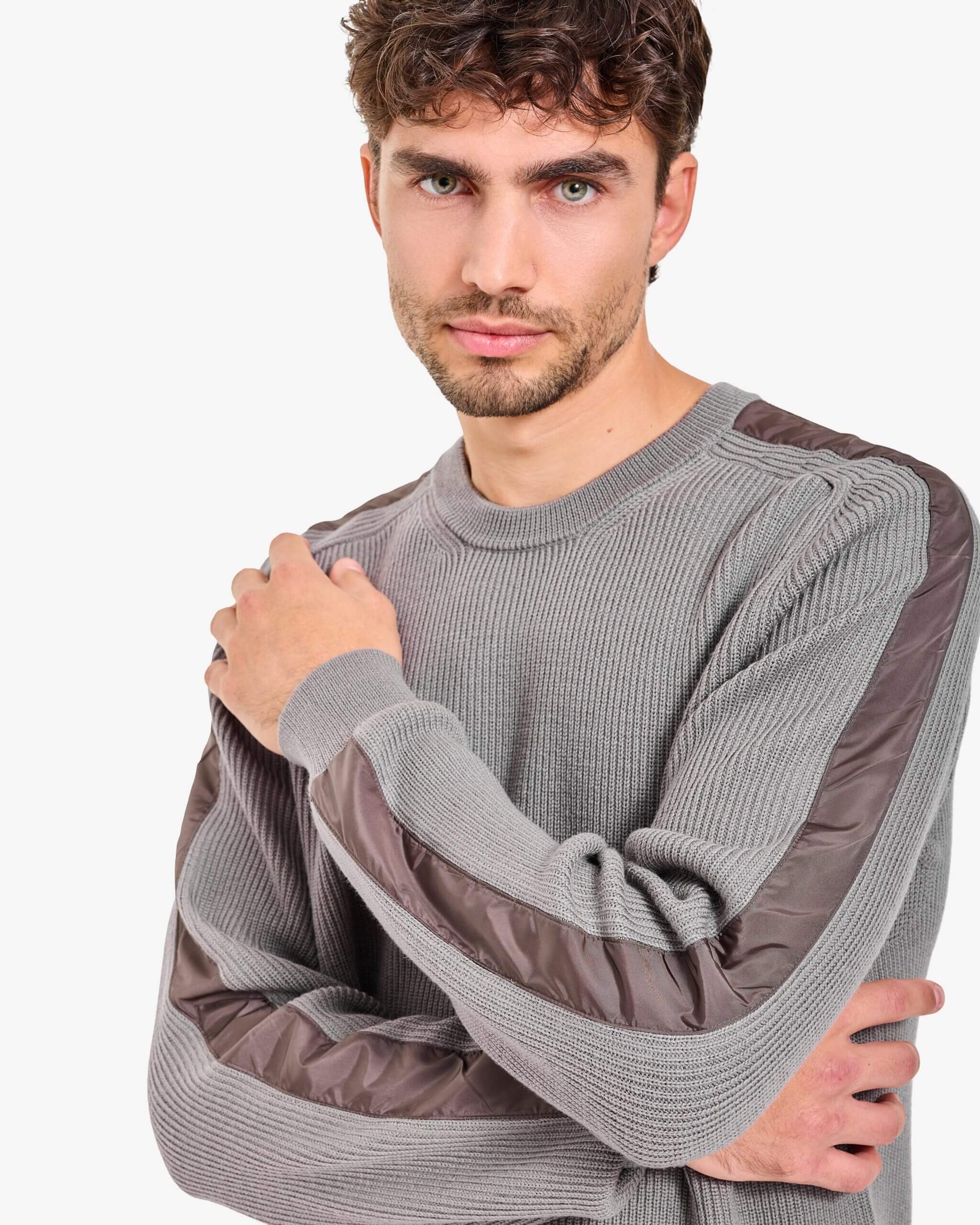Wool Sweater with Nylon Inserts Taupe - Premiata