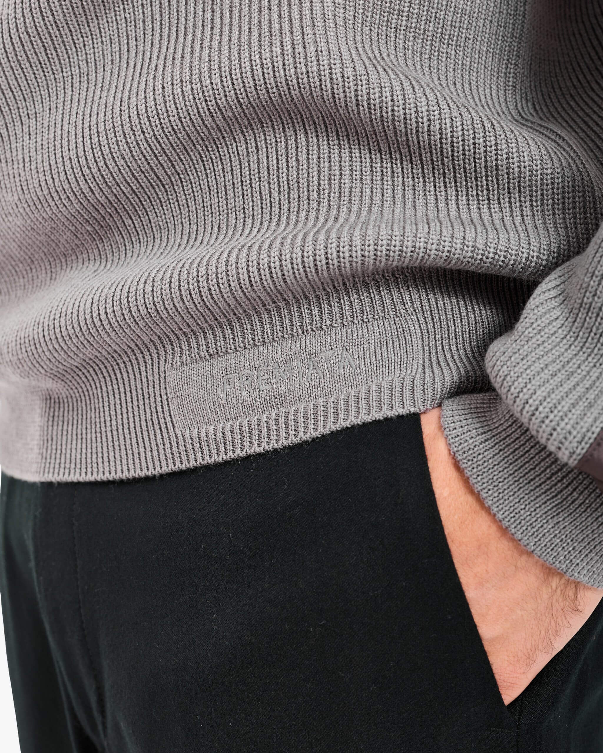 Wool Sweater with Nylon Inserts Taupe - Premiata