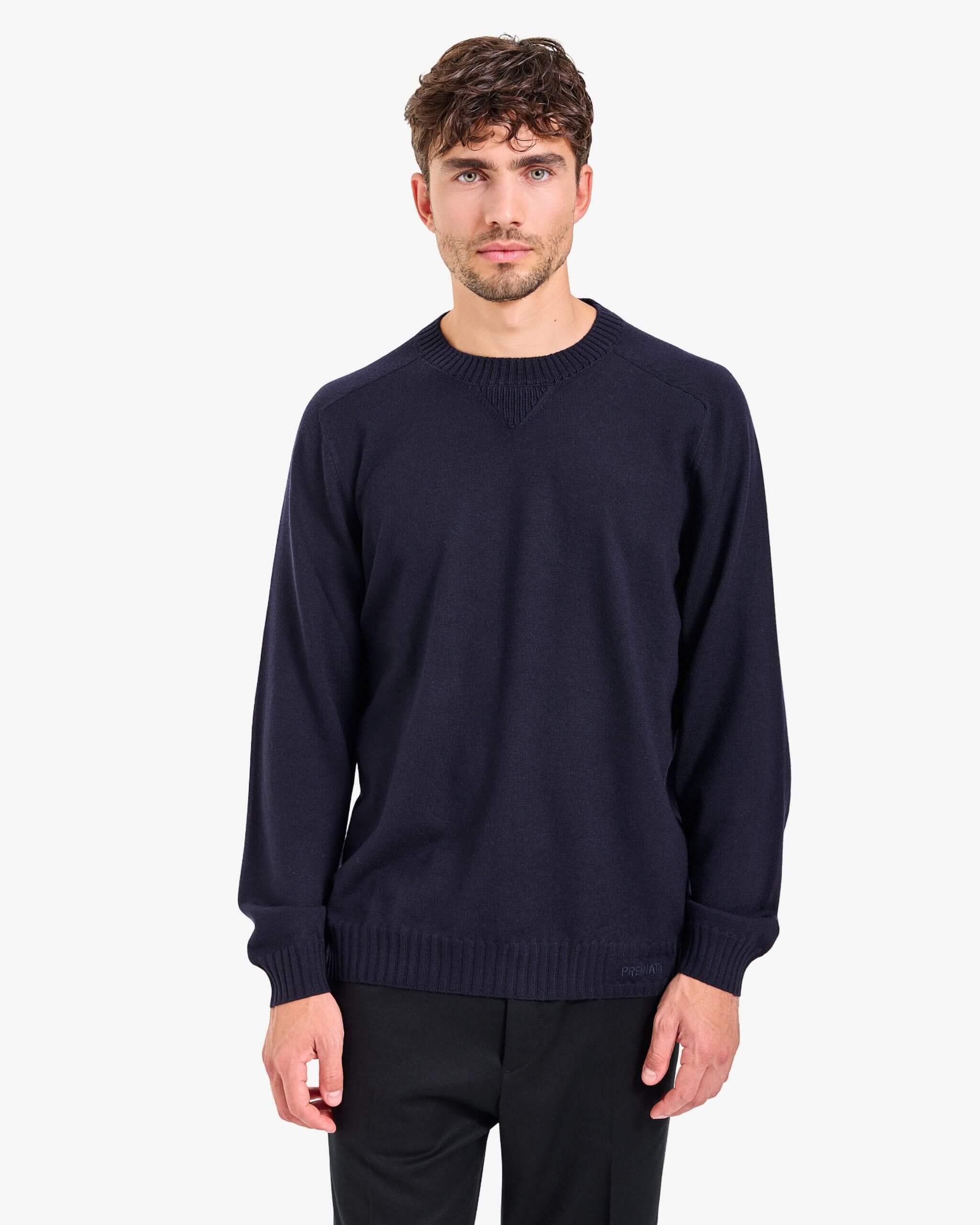 Wool Sweater with Elbow Patches Blue - Premiata