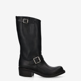 Silvia Leather Biker Boots Black - Premiata