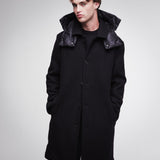 Wool Coat with Nylon Details Black PR400100